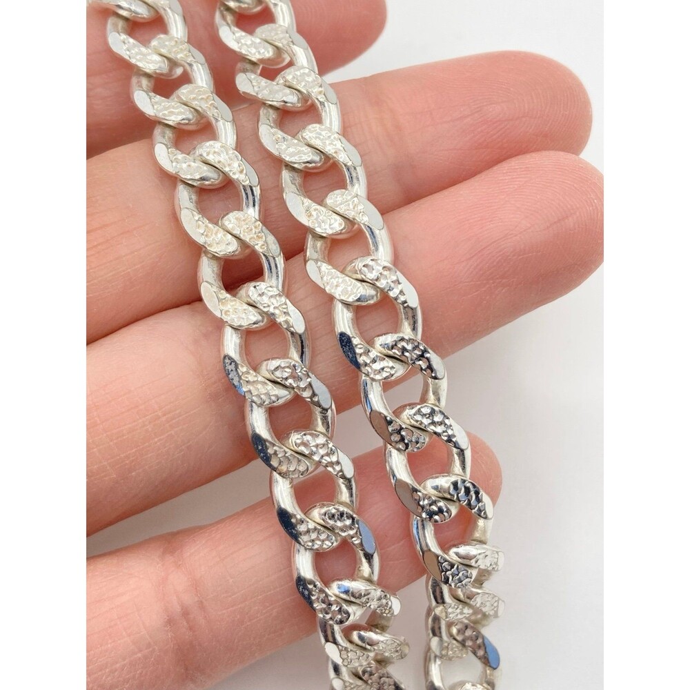 7.5mm super heavy 925 Italy sterling silver Cuban link chain reversible necklace - Picture 5 of 12